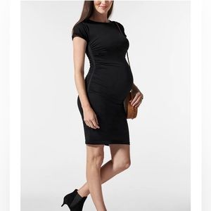 Blanqi Maternity Cap Sleeve Crew Neck Dress M / L black